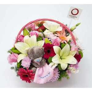 Pink Basket Flowers - gift-on-line