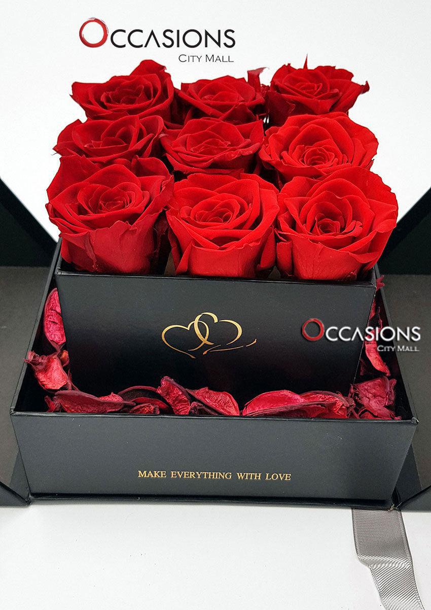 Surprise Roses Box - Black - gift-on-line