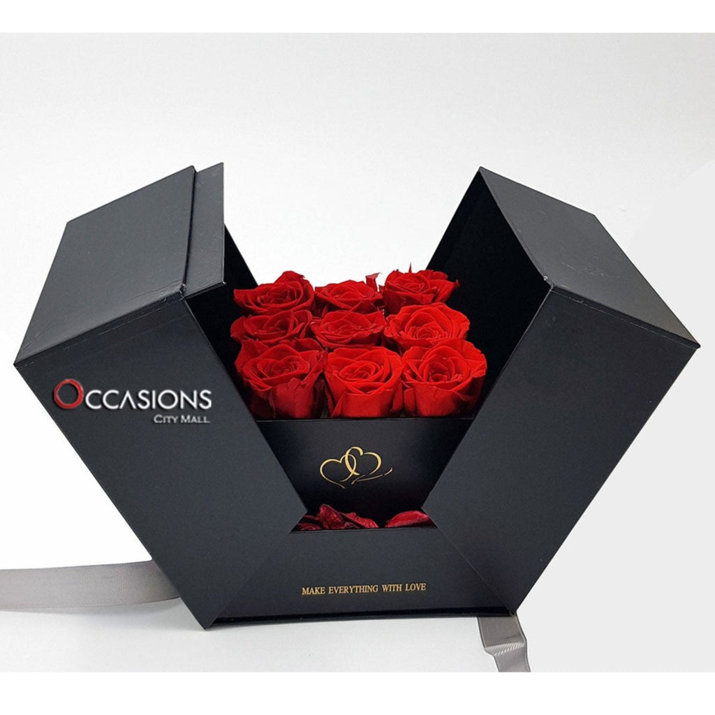 Surprise Roses Box - Black - gift-on-line