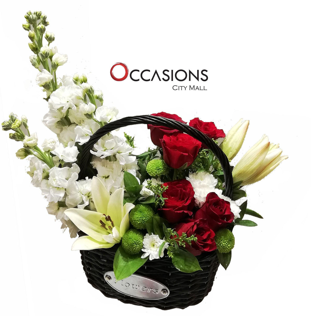 Black Basket Arrangement Flowerssend_delivery_Amman_Jordan