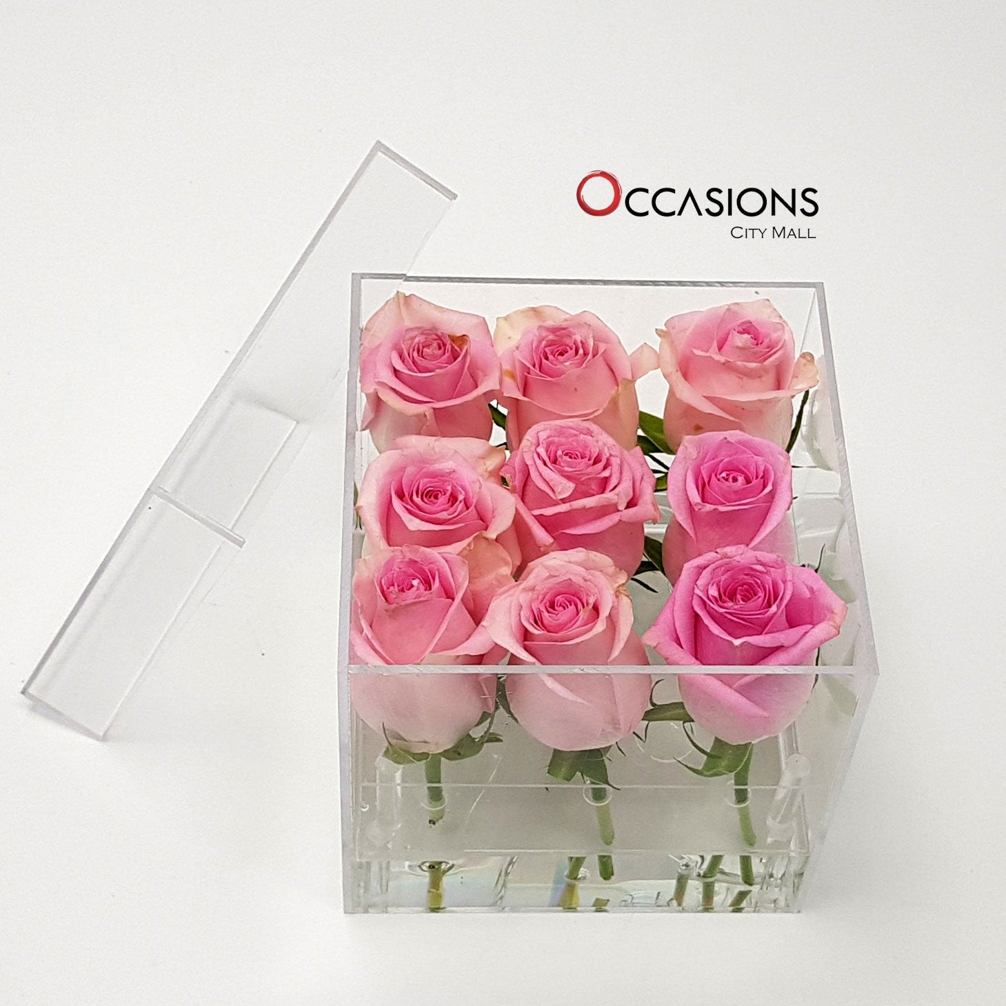 Roses in Acrylic Box - 9 Roses Flowerssend_delivery_Amman_Jordan