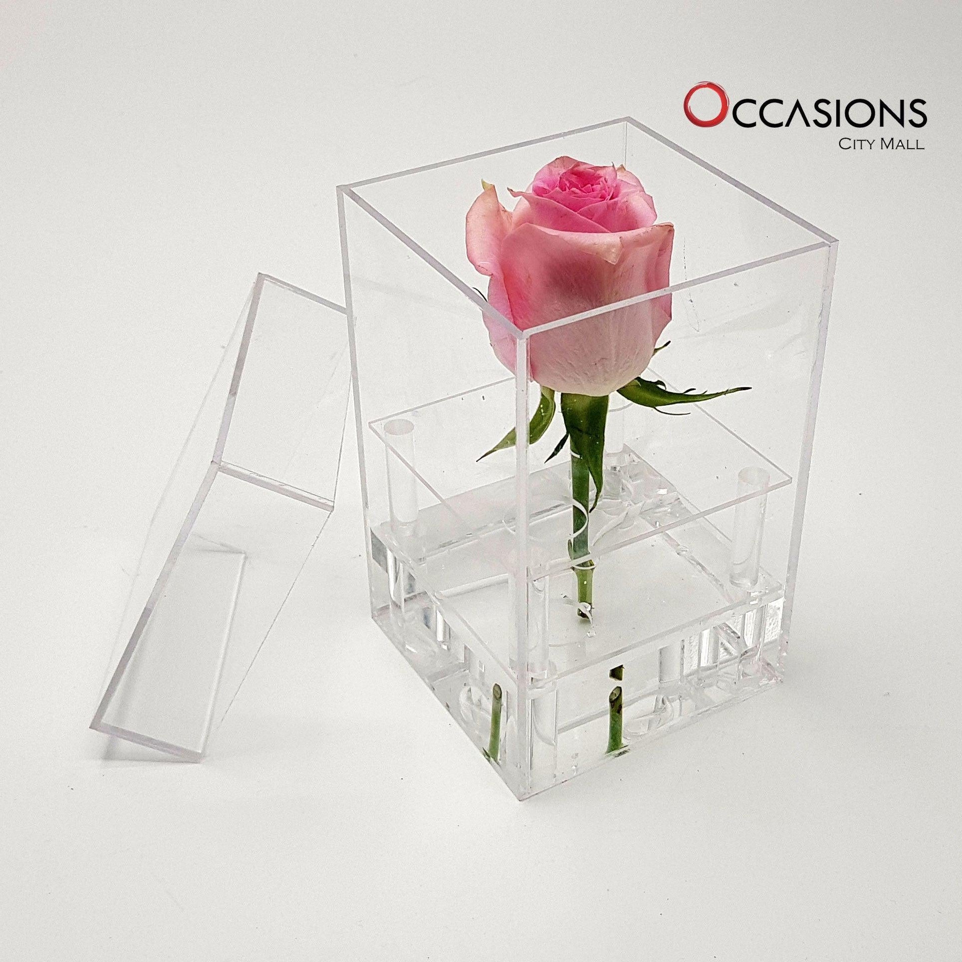 Rose in Acrylic Box - Pink Flowerssend_delivery_Amman_Jordan