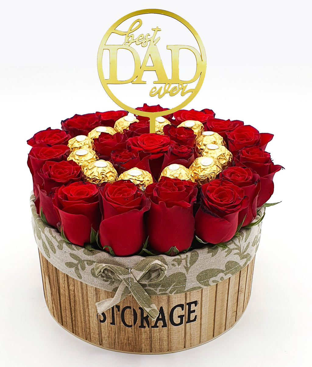 Best Dad Ever roses & chocolate arrangement