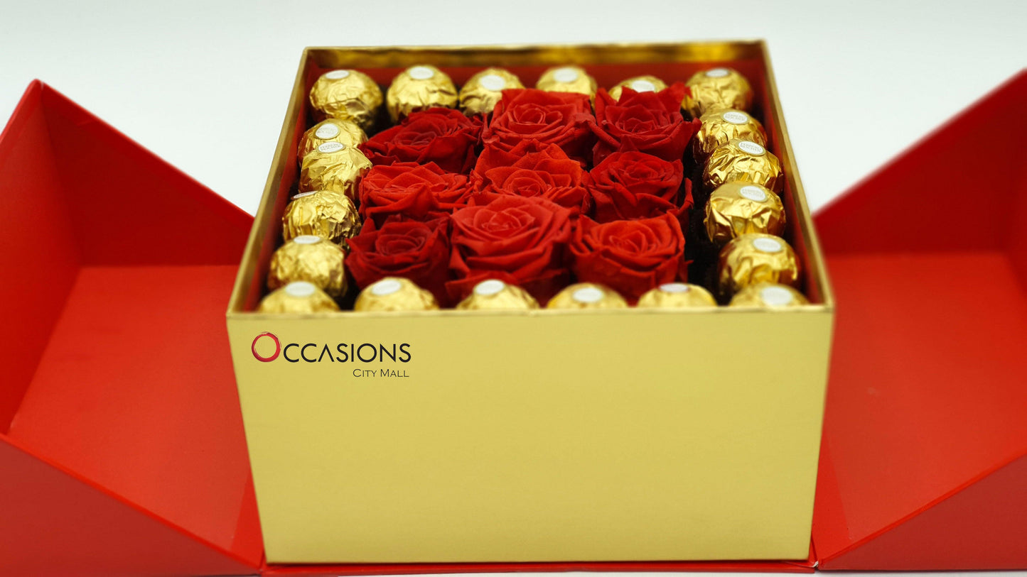 With Love Arrangement - Red Roses and Ferrero -4