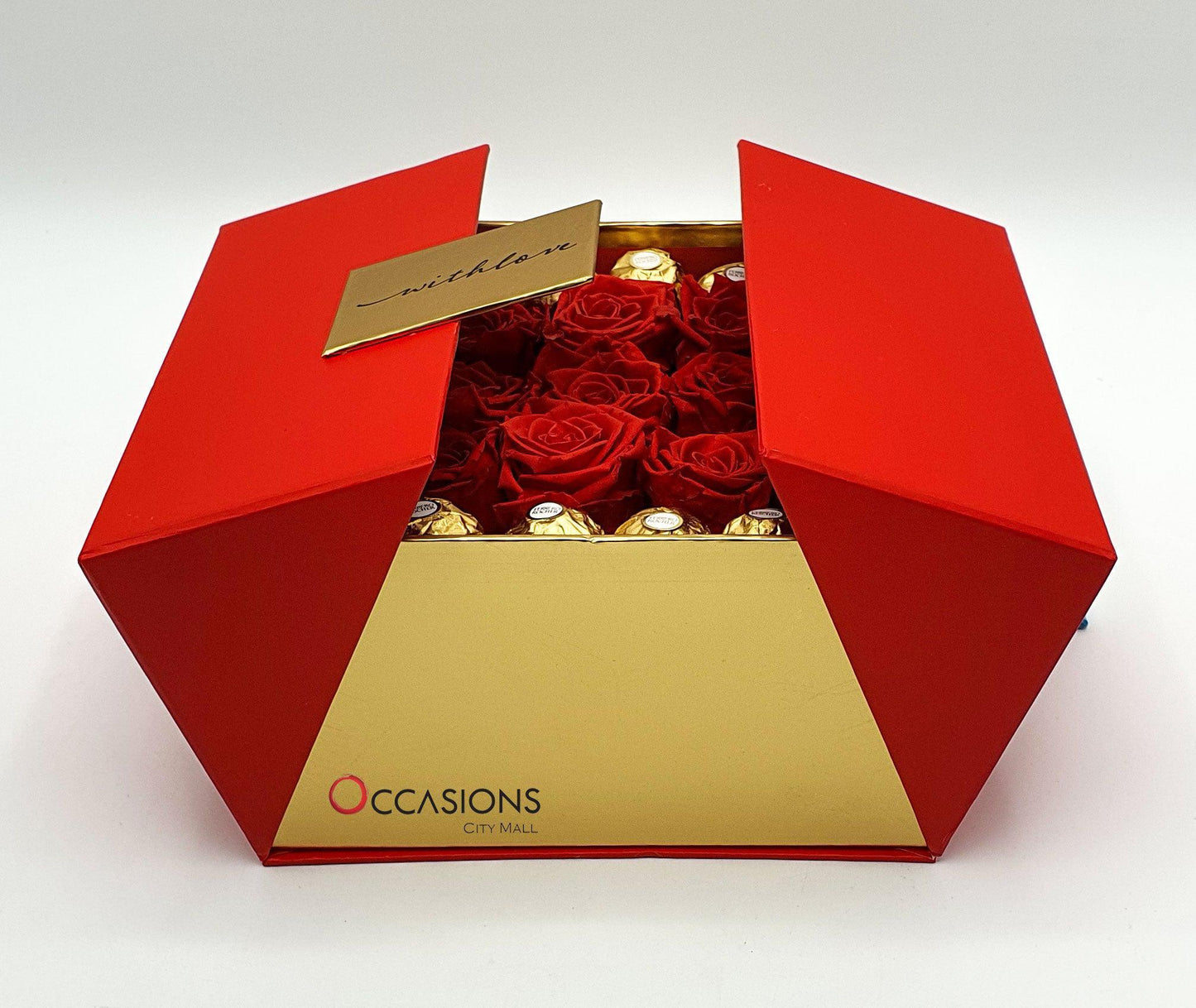 With Love Arrangement - Red Roses and Ferrero -4