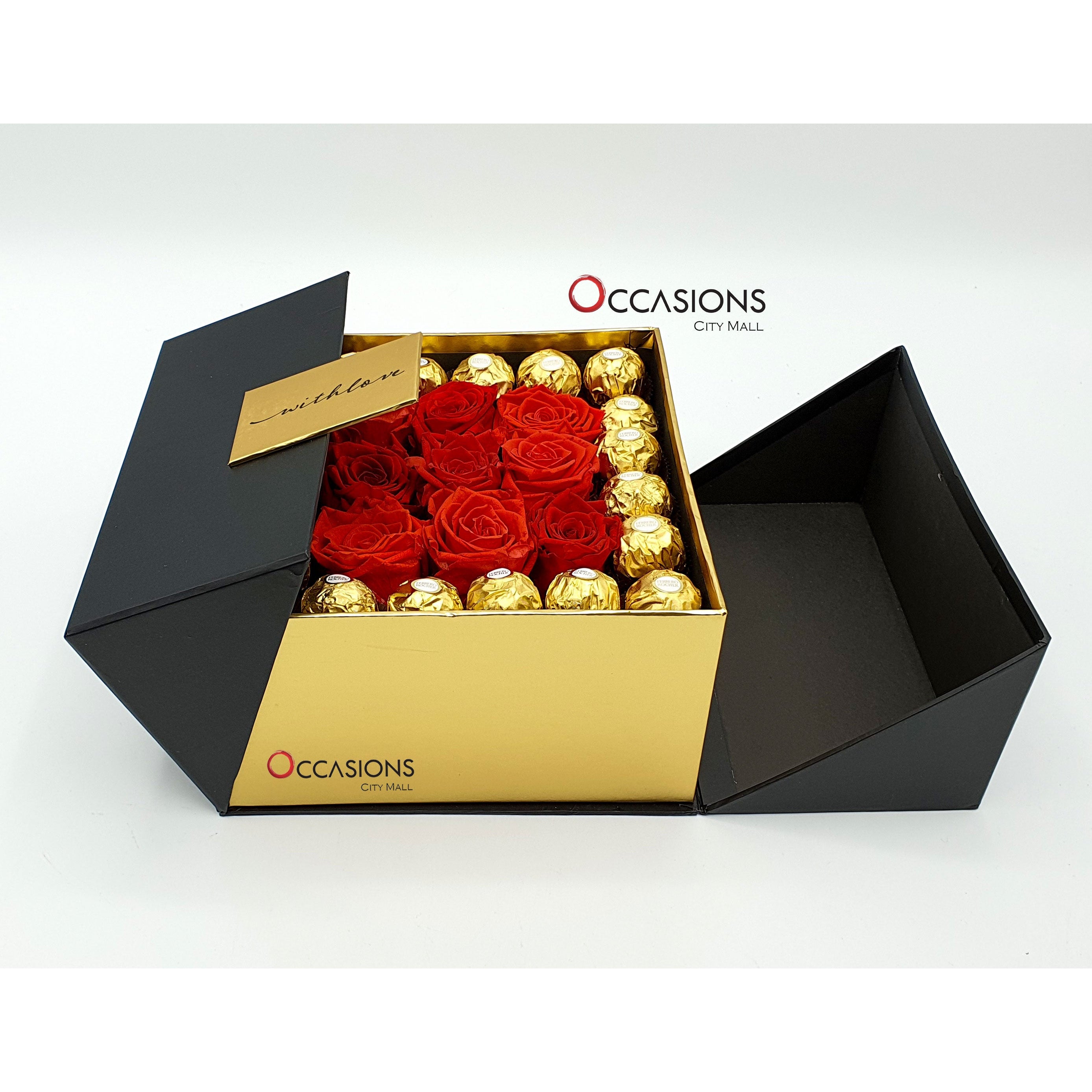 With Love Arrangement - Red Roses and Ferrero -3
