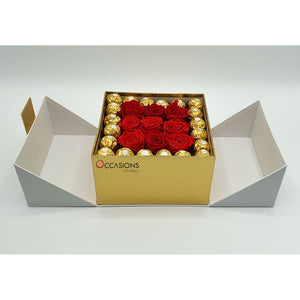 With Love Arrangement- Red Roses and Ferrero -1