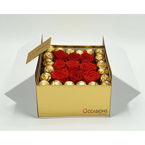 With Love Arrangement- Red Roses and Ferrero -1