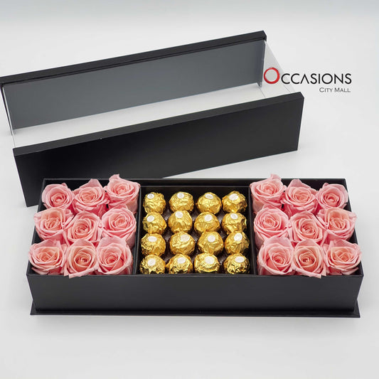 Roses & Ferrero Long Acrylic Box