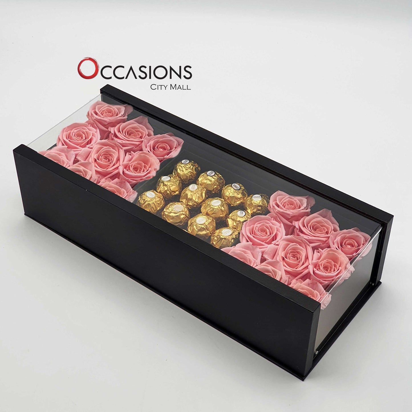 Roses & Ferrero Long Acrylic Box