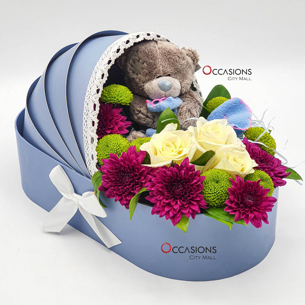 Baby Boy Basket Flowers