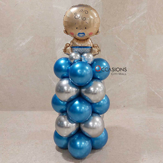 Chrome Baby Boy Balloons Stand