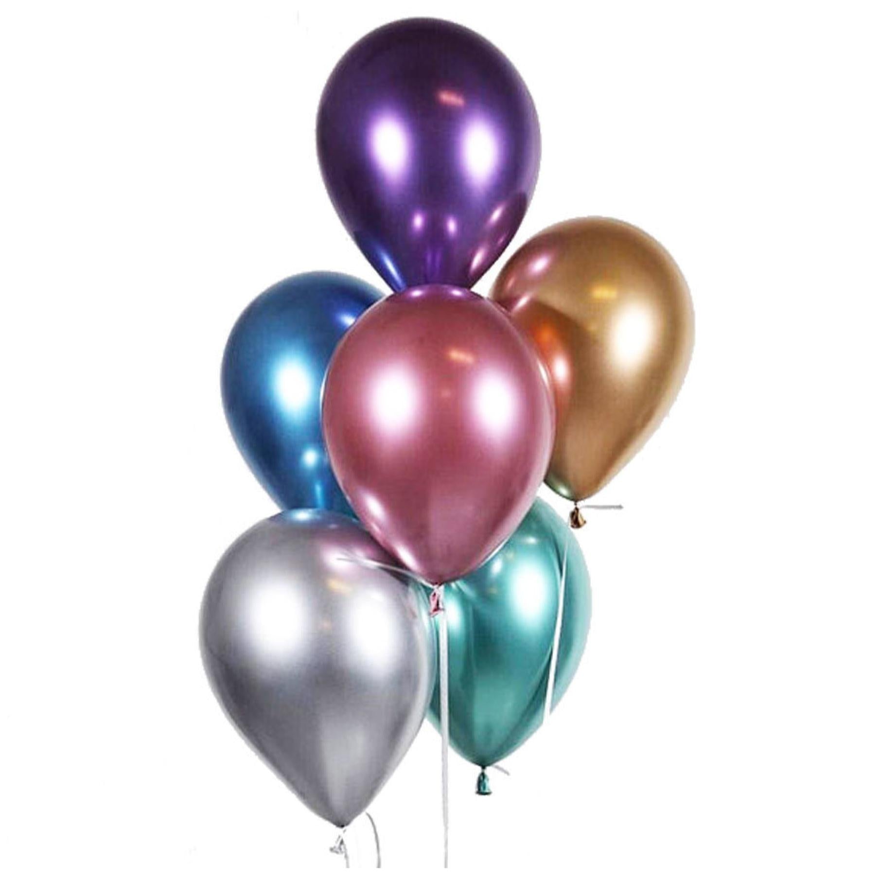6 Colored Chrome Balloons Balloonssend_delivery_Amman_Jordan