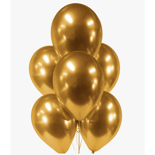 6 Gold Chrome Balloons Balloonssend_delivery_Amman_Jordan