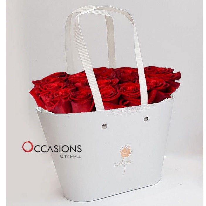 Roses White Basket - gift-on-line