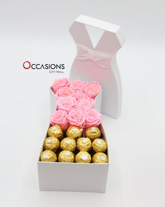 Bride Pink Roses & Ferrero Box Flowerssend_delivery_Amman_Jordan