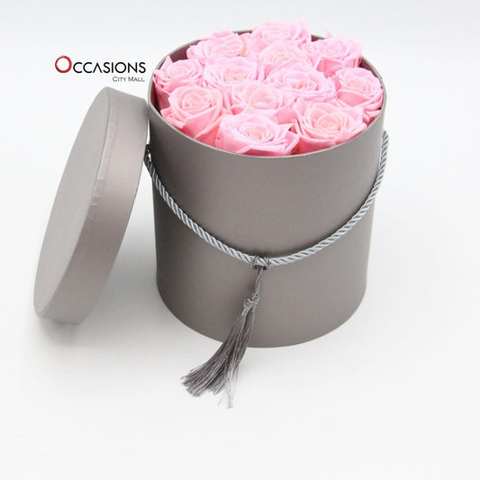Pink Roses in Silver box Flowers send_delivery_Amman_Jordan