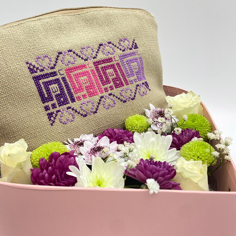 Mom's Embroidery Bag and Flowers Bundle from Khoyoot