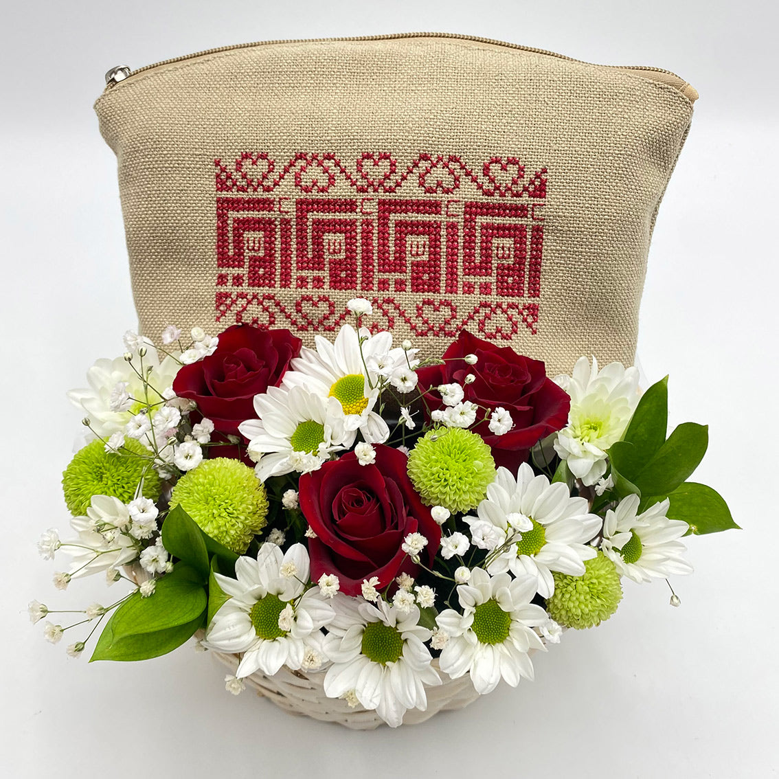 Mom Embroidery Bag with Mixed Flowers