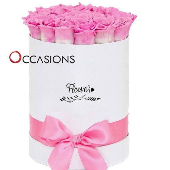 Pink Roses white Box ( up to 15 roses ) Flowerssend_delivery_Amman_Jordan